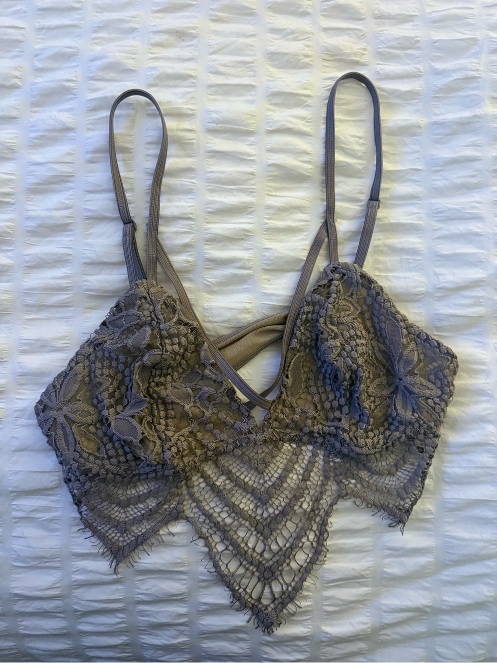 Express Lace Triangle Bralette - Taupe